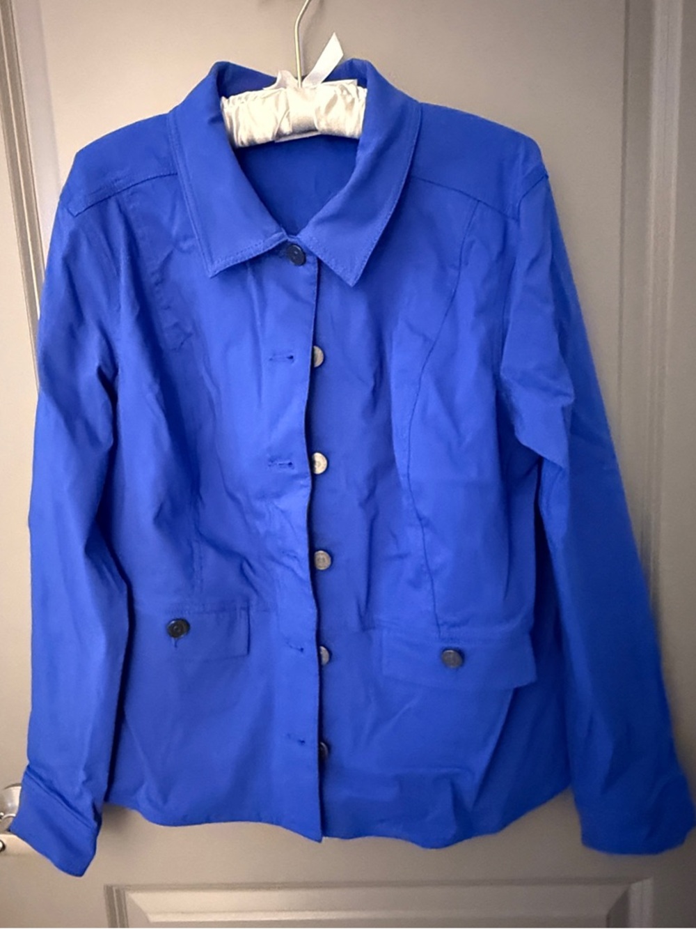 Susan Graver Royal Blue Button-Front Utility Jacket